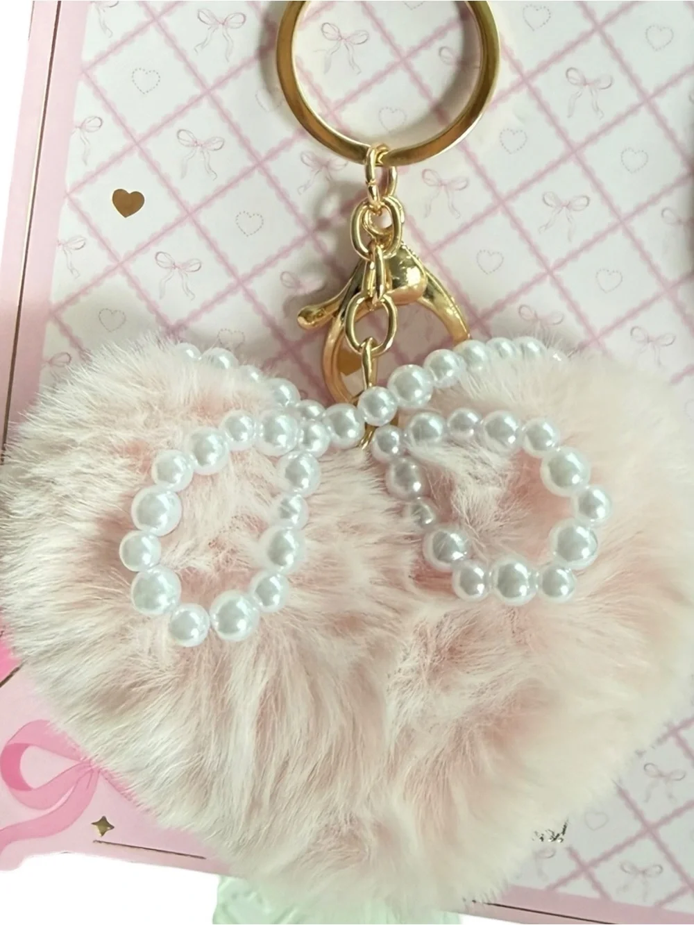 Capelli New York 2 Piece Bag Charm Set Leopard Bow Pink Faux Fur Pom Pom NWT